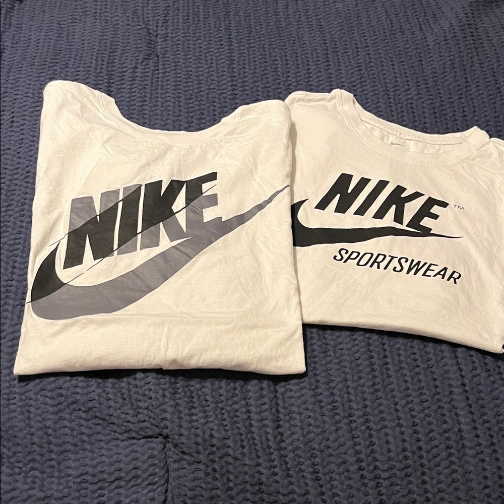 Nike White T-Shirts with Black Logo